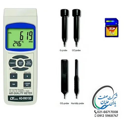 CO2,CO,O2 سنج / دماسنج/ رطوبت سنج مدل AQ-9901SD لوترون